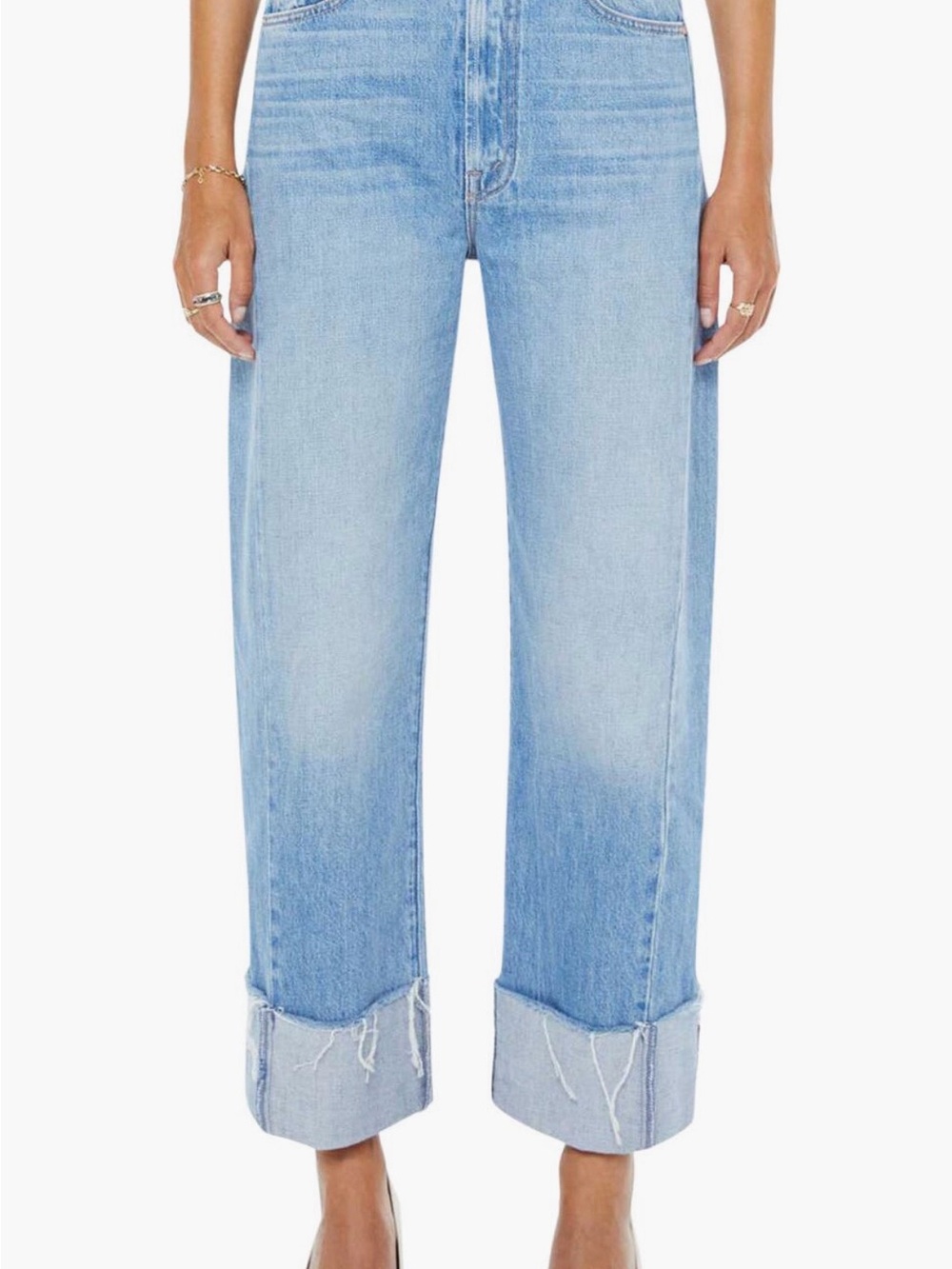 MOTHER The Half-Pipe Ankle Cuff Fray Jeans in Last Bite 26